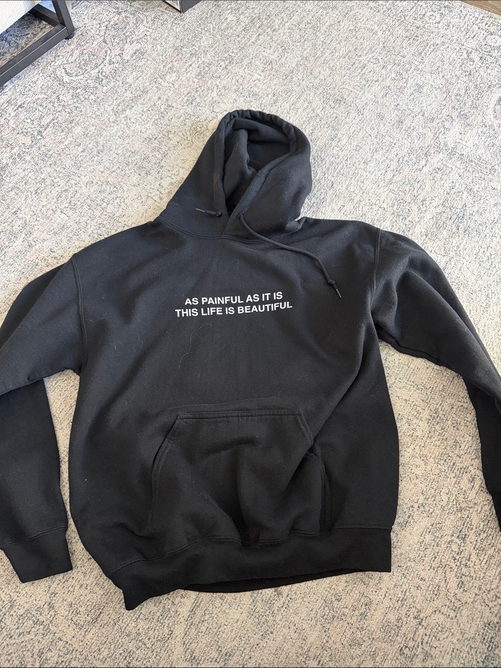 Black Graphic Hooded Sweatshirt - 'AS PAINFUL AS IT IS'